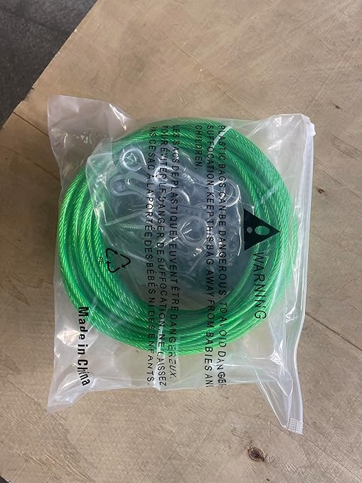 100 Ft Turnbuckles for Cables Wire, 3/16" Green PVC Coated Wire Rope Kit, Multi-use Steel Cable for Grape Vines/Clothes Line Outdoors for T Post/String Light Hanging/Garden Wire