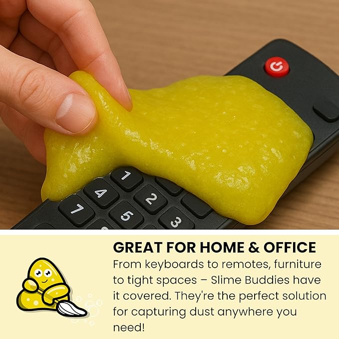 Slime Buddies Car Cleaning Gel Putty - 12 Pack Lemon Scented Interior Detailing Tool for Cup Holder, Air Vent & Keyboard - Reusable Auto Detailing Accessories - Dust Remover Goop - Gifts for Men Women