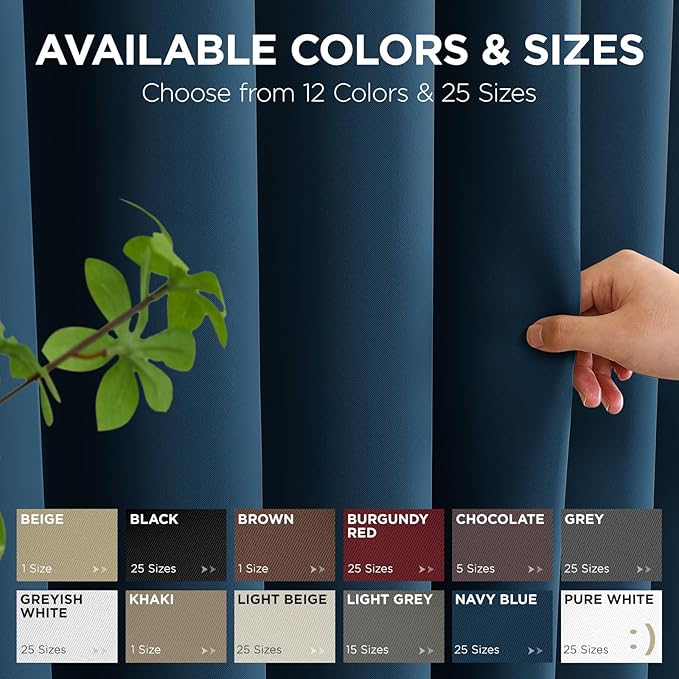 Joydeco Blackout Patio Sliding Door Curtains 108 Inches Long, Grommet Privacy Room Divider Curtains, Extra Wide Thermal Blackout Drapes for Bedroom Living Room (Navy Blue, 100Wx108L, 1 Panel)
