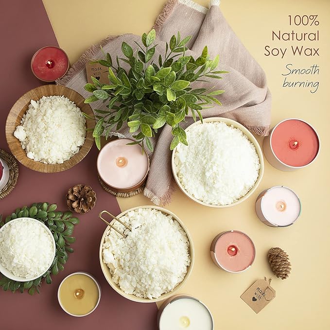 Hearth & Harbor Organic Soy Candle Wax for Candle Making, 2 lbs Natural Candles Making Supplies, Beeswax-Free, Paraffin-Free, Pure Soy Wax Flakes Perfect for Candles, Tealights and Melts