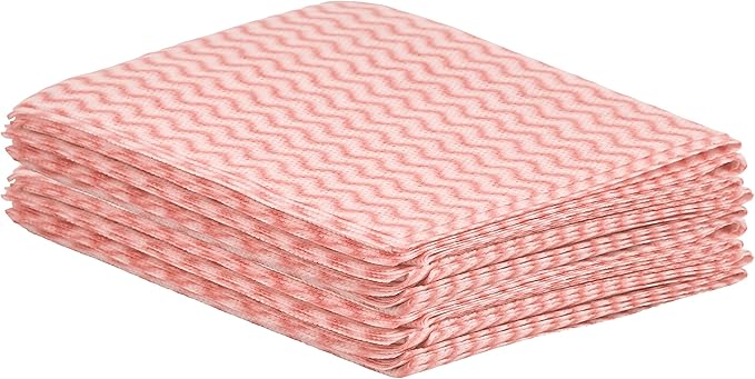 Superio Handy Wipes For Kitchen - Red Reusable Multi-Purpose Heavy-Duty Cleaning cloth for house, Bathroom, and office. Disposable Dish Towel (10)