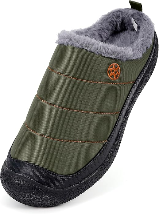 Womens Mens House Slippers Slip on Snow Winter Warm Fully Fur Lined Slippers Indoor Outdoor Shoes