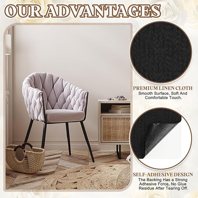 PATIKIL Linen Repair Patch, 8 x 11 Inch Self-Adhesive Linen Fabric Repair Patches for Sofa Couch Clothes Handbag Tents Car Seats Furniture, Black