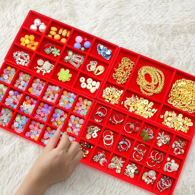 Earring Organizer Stackable Jewelry Storage Box Jewelry Drawer Organizer Removable Display Tray Organizer for Necklace Earring Ring