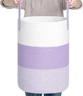 CLHMILY&Z 40L Laundry Basket Round Storage Rope Basket - 13x18 Inches - Lavender Hamper in Bedreoom and Cute Storage Bin for Blankets, Toys, and Nursery Essentials