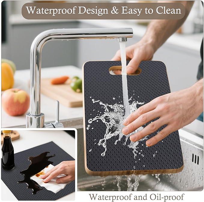 Shelf Liner for Kitchen Cabinet 18 Inch Wide X 20 Ft Non-Slip Drawer Mat Waterproof & Oil-Proof Cabinet Mat for Cupboard Pantry Bedroom Bathroom Garage Non Adhesive Refrigerator Shelf Liner (Black)