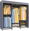 VIPEK V5C Covered Clothes Rack Heavy Duty Portable Closet Wardrobe, Freestanding Black Metal Clothing Rack with Grey Oxford Fabric Cover, Adjustable Custom Closet Rack, 57.9" Lx17.3 Wx76.4 H (Medium)