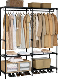 Clothes Rack, Portable Closet, 54.3 Inch Large Capacity Wardrobe Closet, Clothes Storage Organizer with Shelves and 2 Hanging Rods, Easy to Assembly, Black PCT002B01