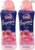 Clorox Fraganzia Laundry Scent Booster Crystals in Rose Scent - Scented In-Wash Freshener Beads for Fresh, Clean, Great Smelling Clothes and Linens, 18 Oz - 2 Pack