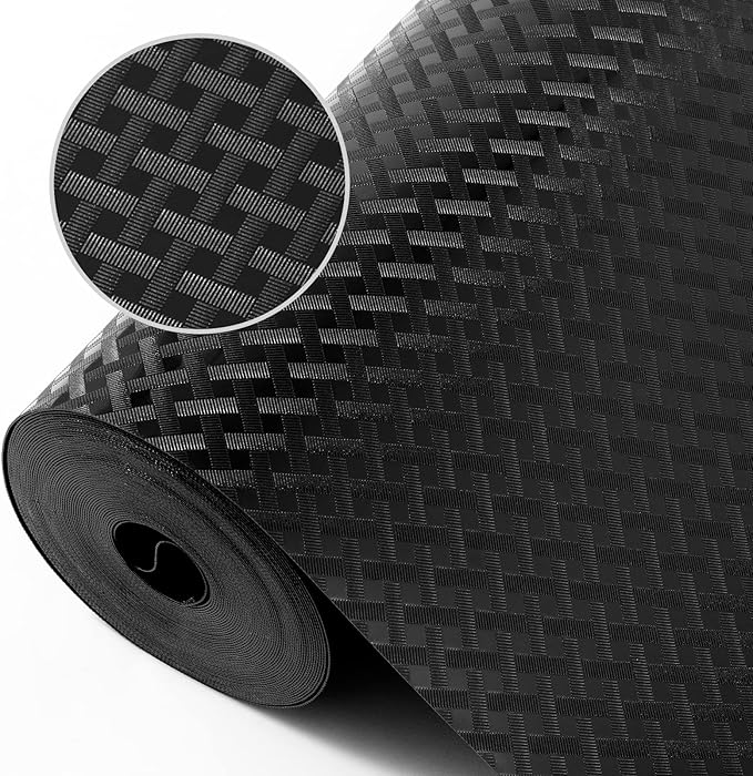 Shelf Liners for Kitchen Cabinets Refrigerator Liners Waterproof & Oil-Proof Kitchen Cupboard Liner Non-Slip Drawer Mats EVA Material Non Adhesive Fridge Liner for Shelves - Black 23.6 x 393.7 Inches