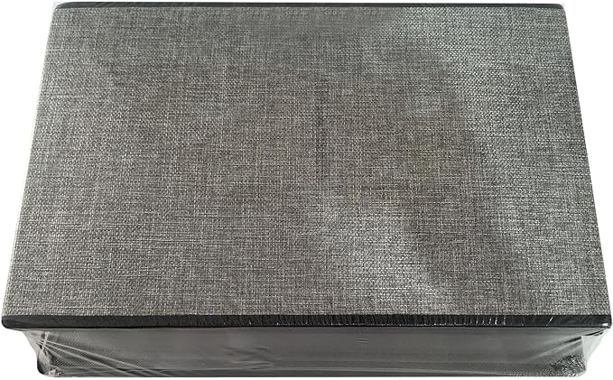 Clothing Storage Bins, Blanket Baskets for Shelves, Fabric Cubes with Handles and Lids, Decorative Linen Closet Organizers Boxes, Gray, 5 Pack, 16.5 x 11.8 x 10.2 Inch