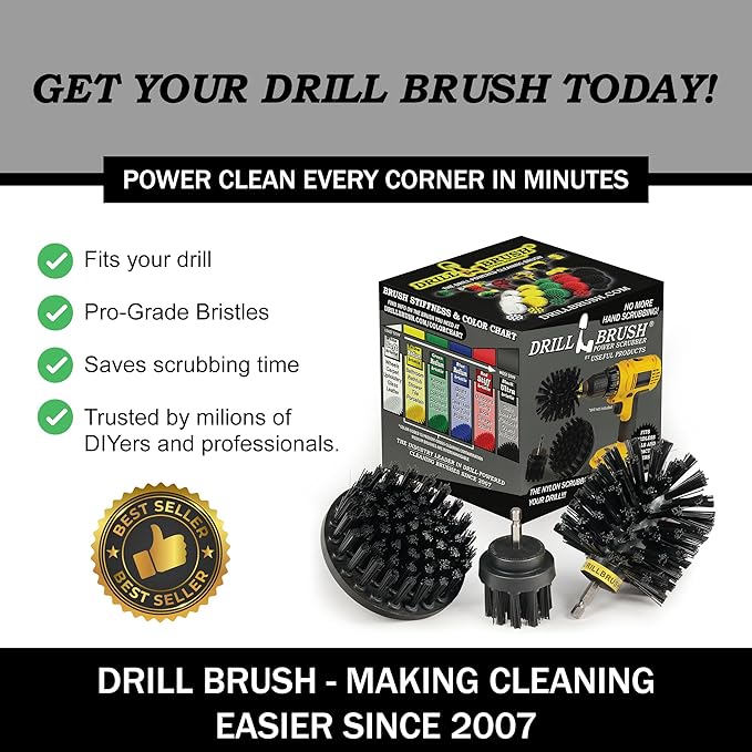 Cleaning Accessories Industrial Brushes - Baked on Food, Electric Smoker, Drill Brush Attachments for Stain and Rust Remover - BBQ Cleaning Kit Water Calcium Mineral | Electric Grill Brush for Drill
