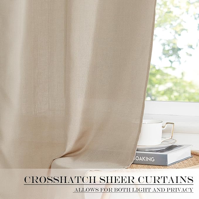 NICETOWN Linen Door Curtains 50 inch Length 1 Panel Farmhouse Kitchen Curtain Light Filtering Sidelight Covering, Door Blinds Tie Up Shade for Classroom Window, 1 Panel, 26 inch Wide, Anogra