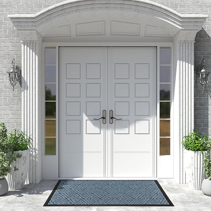 Yimobra Extra Large Door Mat 60x32, All-Weather Waterproof Non-Slip Welcome Matt Outdoor, Heavy Duty Non Slip Doormat for Entryway for Patio and Garage Indoor, Easy Clean, Mix Blue