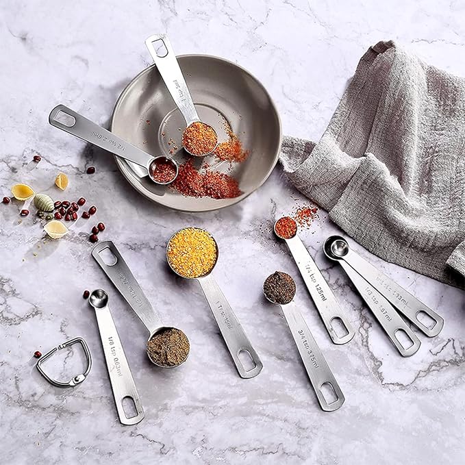 9PCS Measuring Spoons Set Stainless 1 tbsp, 1/2 tbsp, and 1-1/16tsp Steel Measuring Spoons for Cooking Baking Spice Jars and Liquid Ingredients