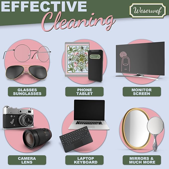 WESERWEF Design Microfiber Glasses Cleaning Cloth – Premium Cleaning Cloth for Eyeglasses, Screens, Tablets, Cameras & Lenses, 12" x 12", Ultra-Soft & Scratch-Free (Tropical World)