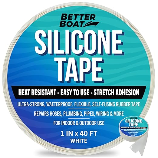 White Heavy Duty Silicone Tape, Self-Fusing Rubber Hose and Plumbing Water Pipe Repair Seal, Coax Electrical or Waterproof Tape for Leaks, 40ft