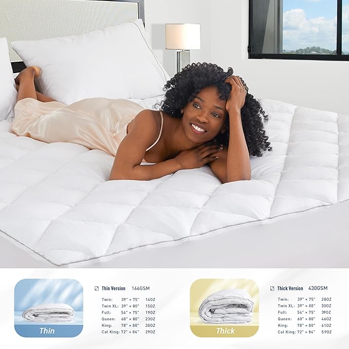Sunflower Quilted Queen Mattress Protector, Mattress Pad Queen, Cotton Mattress Cover Waterproof, 18-22" Extra Deep Pocket Thin Version, Hypoallergenic Soft Durable