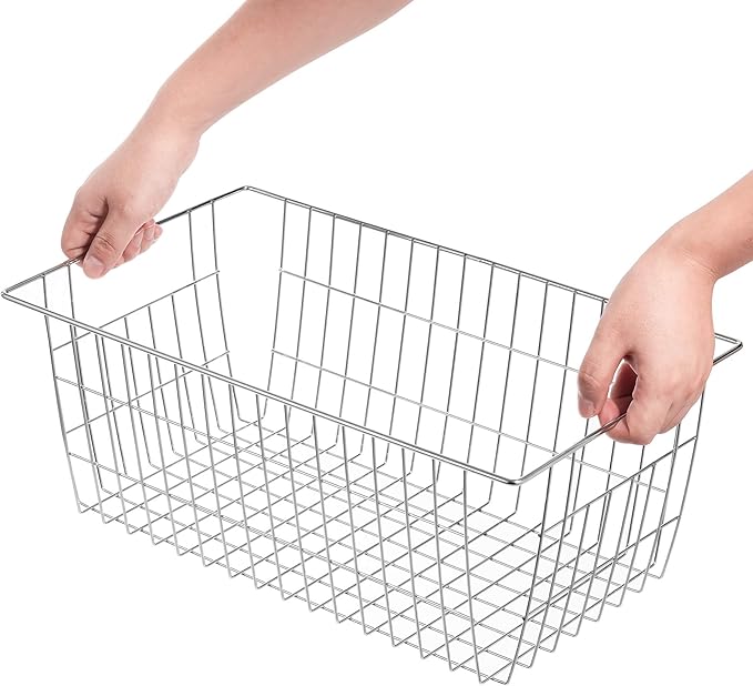 SANNO 15.7in Freezer Baskets Bins - Freezer Storage Containers Organizer for Office, Bathroom, Pantry