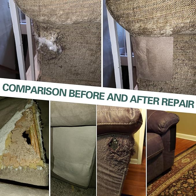 Azobur Couch Patch Repair Fabric,Microfiber Fabric, Self-Adhesive, for Sofa Repair and Upholstery, 2 Pieces, 9.5 x 11 inches (Light Khaki)