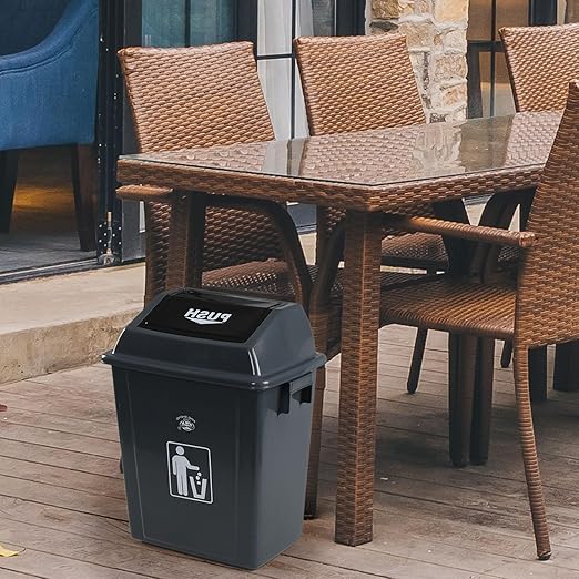 Readsky 6 Gallon Plastic Garbage Can Swing Lid, Trash Can Swing-Top, Swing Garbage Bin, 4 Packs, Gray