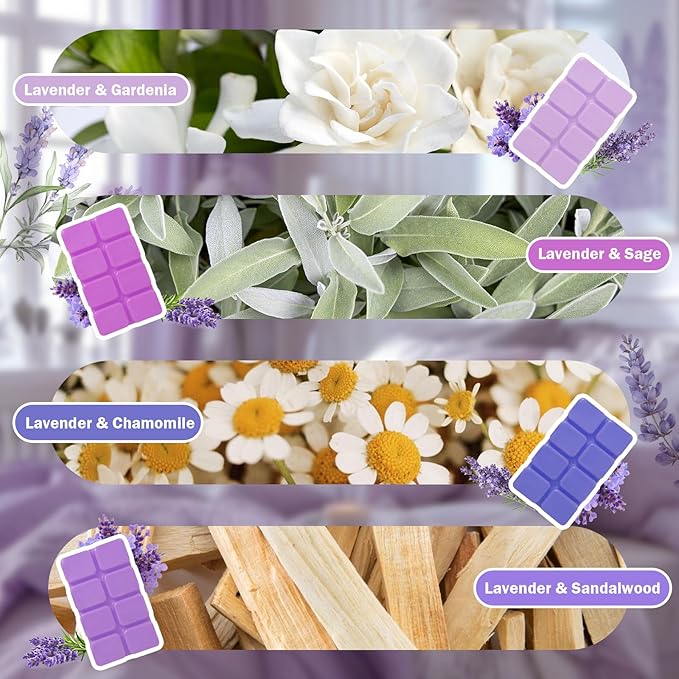 SCENTORINI Wax Melts, Wax Cubes Strong Scent, Long Lasting Lavender Scented for Sleep, Wax Melts for Warmer, 2.5 oz 8-Pack