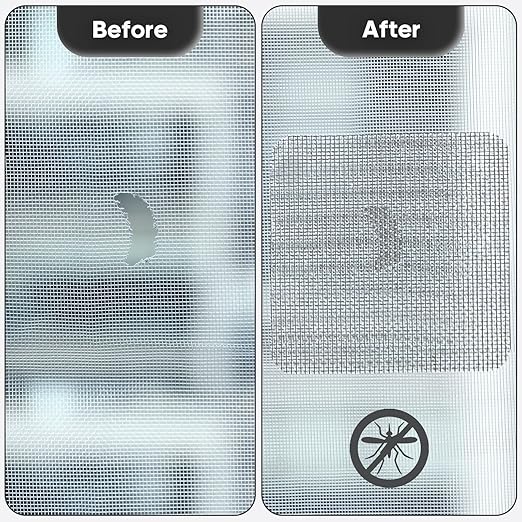 28 Sheets Window Screen Patches Repair Kit, Grey/Black 3 Sizes Window Screen Repair Kit for Mesh Screen Door, Strong Adhesive Fiberglass Quick Screen Repair Tape