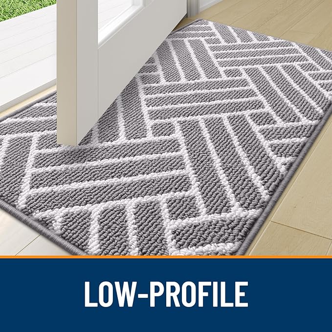 OLANLY Long Indoor Door Mat, 59x20 Inch, Dirt Resistant and Absorbent, Non-Slip Rubber Backing Floor Mats, Easy Clean Low-Profile Doormat for Entryway, Front Door, and Inside Entrance, Grey