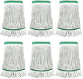 6 Pack Commercial Heavy Duty Mop Heads Heavy Cotton Looped End String Mop Head for Home Industrial Commercial Floor Cleaning Mop Head Replacement(White, Green)