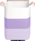 CLHMILY&Z 75L Laundry Basket Rectangular Lavender Rope - 16x13x22 Inches - Dirty Clothes and Soft Storage Bin for Blankets, Toys, and Nursery Essentials