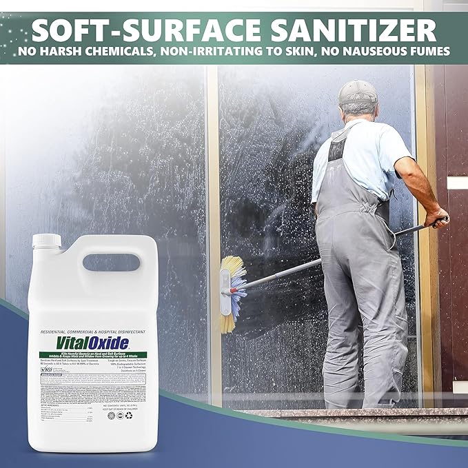 Vital Oxide Disinfectant, Deodorizer, Cleaner, Food-Contact Sanitizer, Virucide – (EPA registration #82972-1) – Kills Mold & Mildew, Eliminates Odors – 1 Gallon + 32oz Spray Bottle