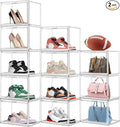 12 Pack Thicken Shoe Rack Organizer for Closet Acrylic Shoe Box with Magnetic Door Sneaker Display Case Handbag Purse Organizer, Fit up to US Size 14
