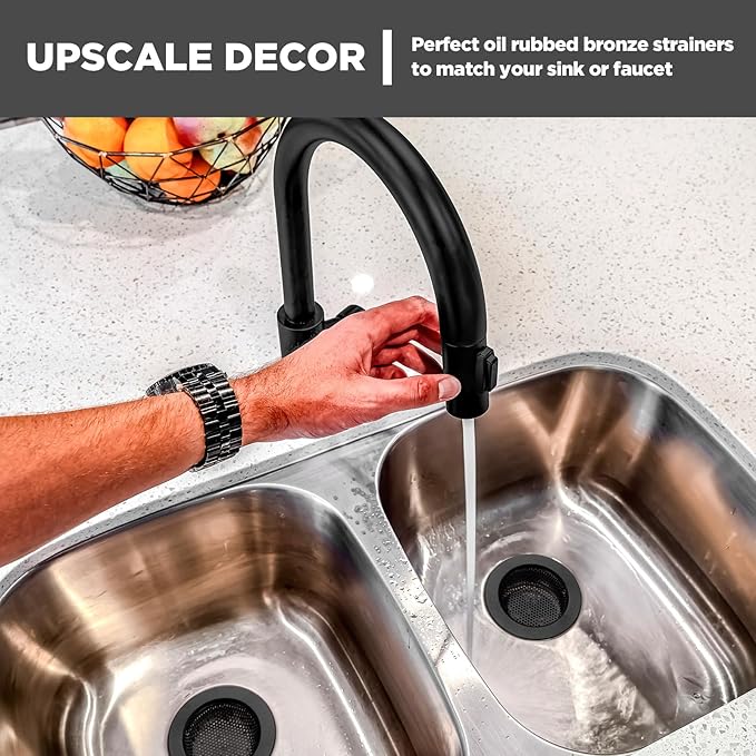 Retisee 2 Pcs Sink Strainer Stainless Steel Kitchen Sink Drain Strainer Basket Cover Mesh Hair Food Catcher, Large Wide Rim of 4.4 Diameter(Matte Black)
