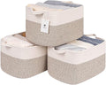 Medium and Large Woven Basket//With Handle, Used for Toys and Fabric Storage Basket used for Storing xl Storage Box, Decorative Storage Box Room 2pack (14L*10W*8.6H White Brown, 14Lx10Wx8.6H)