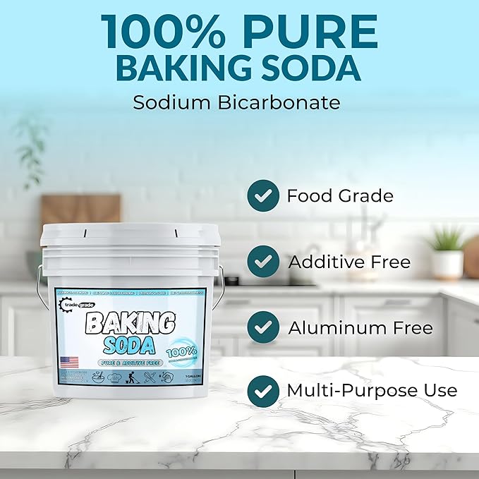 TradeGrade Pure Baking Soda Powder – 1 Gallon Bucket, Sodium Bicarbonate Powder | Premium Food-Grade for Baking, Bread, Cookies & More | Baking Soda for Cleaning, Natural Cleaner & Deodorizer (1 Gallon)