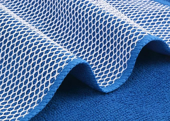 SINLAND Absorbent Microfiber Dish Cloths for Washing Dishes Best Kitchen Cloths Cleaning Cloth with Poly Scour Side 12Inchx12Inch 5 Pack Dark Blue