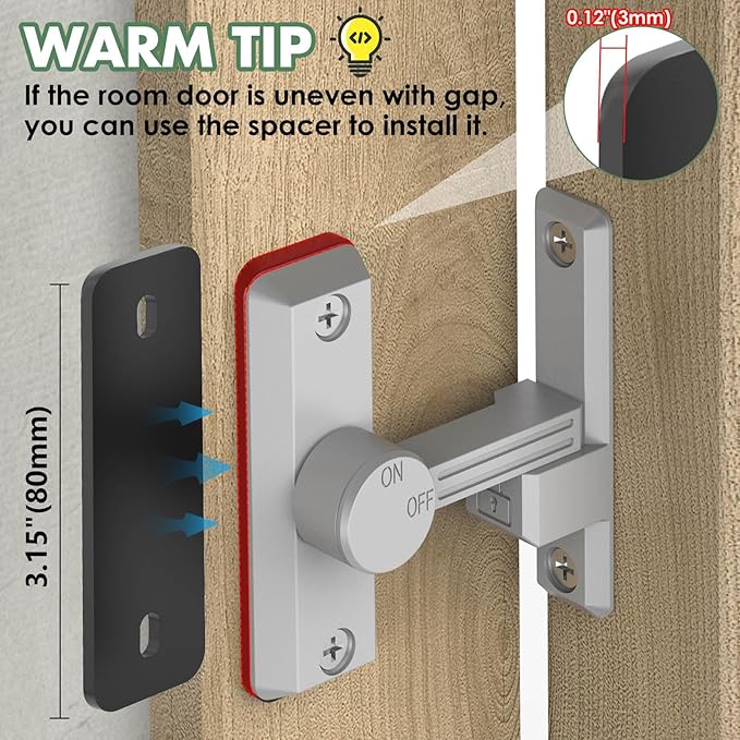 Barn Door Lock Latch, 90/180 Degree Flip Sliding Door Latch for Garage, Bedroom, Cabinet, Sturdy Zinc Alloy Security 90 Degree Lock (White-1 Pc)