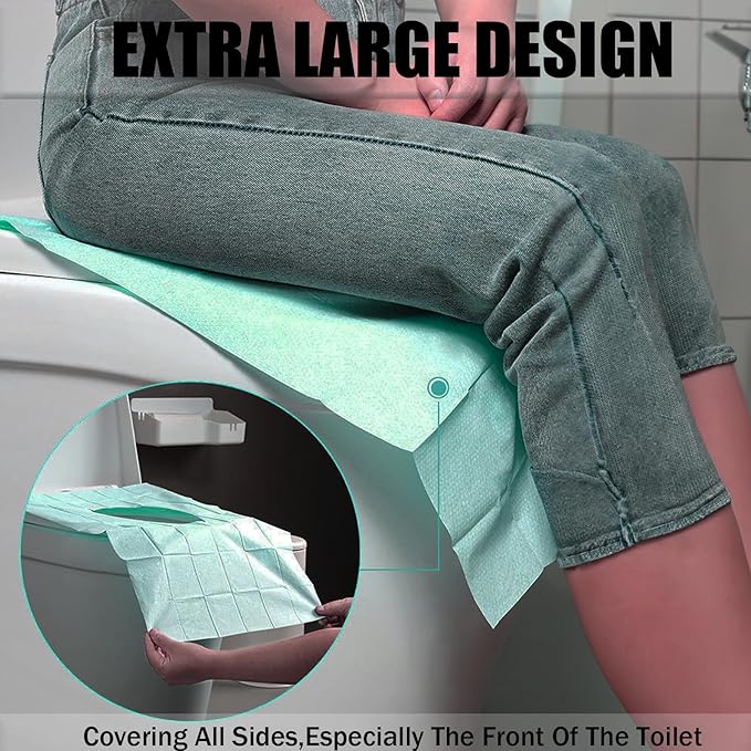 80 Pack Toilet Seat Covers Disposable 16x24 Inch XL Portable Toilet Liners Travel Seat Cover for Outdoors,Hotel, Hospital, Travel, Public Toilet Seat Cover (80pack, GREEN)