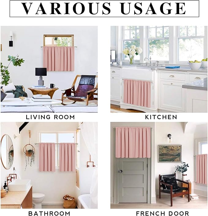 RYB HOME Peach Blush Rod Pocket Blackout Curtains for Bedroom Living Room Dining Baby Nursery Morden Decor Thermal Insulated Room Darkening Curtains,W 42 x L 54 inch,2 Panels