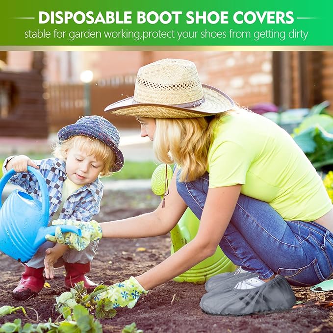 Zhanmai 300 Pack Disposable Shoe Covers Non Slip Disposable Large Foot Booties Shoe Covers for Indoors Contractors Floor and Carpet Protectors, One Size Fits Most(Gray)