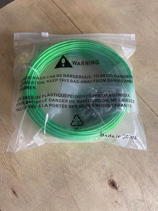 1/8" Wire Rope, 100 Ft PVC Coated Wire Cable Metal Steel Cable Trellis Kit, Multi-use Clothes Line for T Post/Climbing Grapevines Plants Outdoor/String Light Hanging Kit