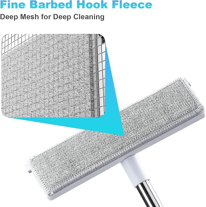 IMHO Mesh Screen Cleaner, Glass Wiper, Dust Paper Clip，3 in 1 Wet and Dry Screen Cleaner with Long Handle Wiper for Shower, Glass, Floor, Tile Walls, Car Windshield, White