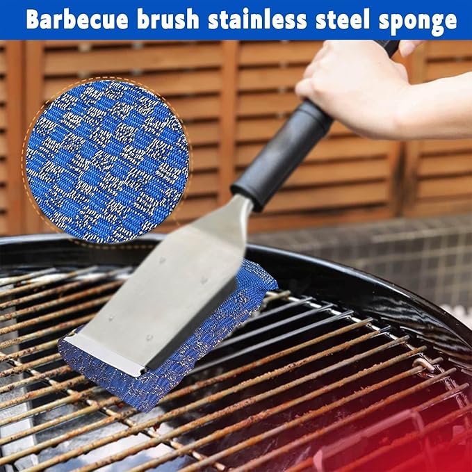 Steel Wool Scrubbers Dish Kitchen Sponges Heavy-Duty Kitchen Steel Scrub Sponges,Multi-Functional Stubborn Stain Fast Cleaning Scrubber(6 Pack)
