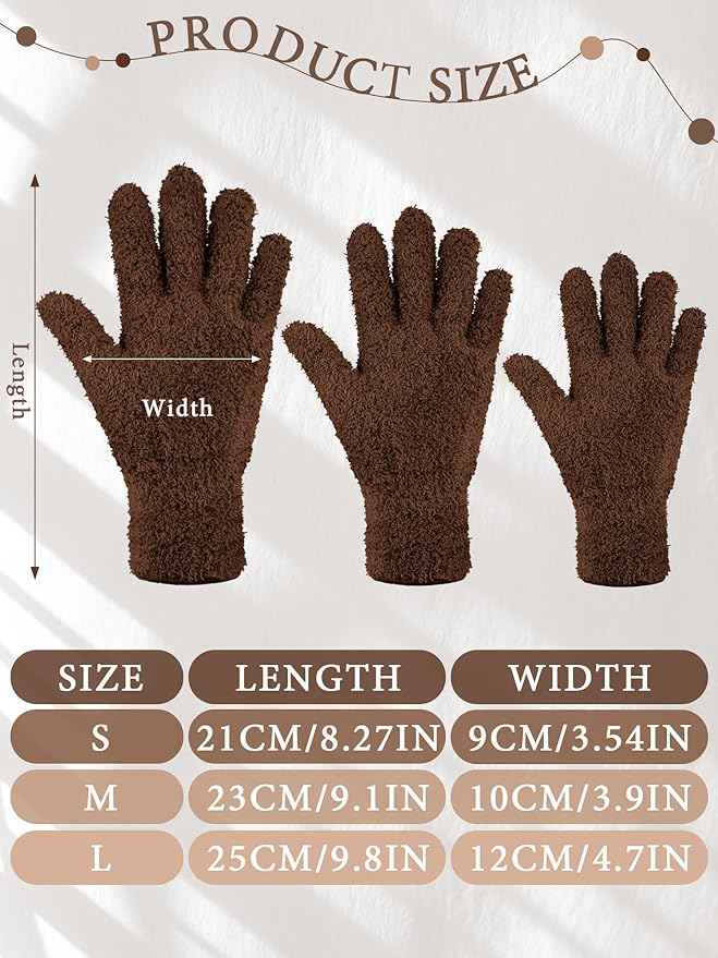 Patelai 3 Pairs Microfiber Plant Dusting Gloves Leaf Cleaning Gloves for Indoor Plants, Blinds, Furniture, House(Large,Black, Brown, Dark Brown)
