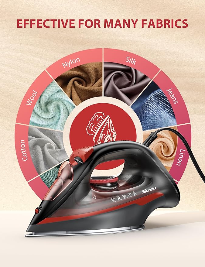 Irons Steamer for Clothes, 1500W Iron with Burst of Steam, 500 Microsteam Holes, Powerful Steam Iron, Auto shutoff, Self-Cleaning, 12.31oz Water Tank Ironing Clothes for All Fabrics