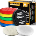 8 Pcs Polishing Pads, Buffing Pads 5.5 Inch 138mm for 5 Inch Backing Plate, High-Density & Reusable Buffing Sponge Pads and Woolen Pads Cutting Polishing Pad Kit for Car Buffer Polisher & Waxing