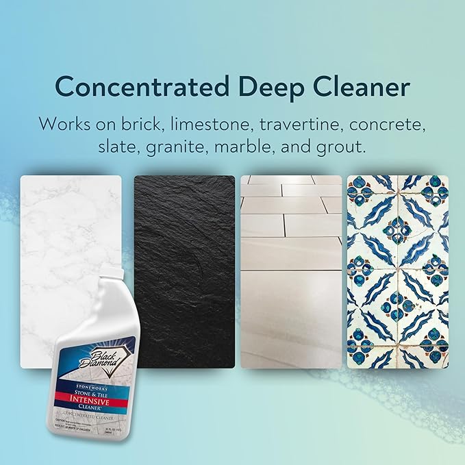 Black Diamond Stoneworks Stone & Tile Intensive Cleaner: Concentrated Deep Cleaner, Marble, Limestone, Travertine, Granite, Slate, Ceramic & Porcelain Tile. (1-Quart)