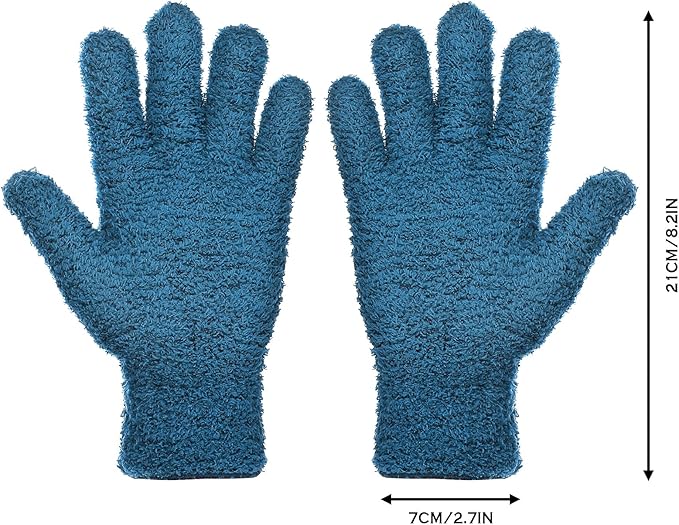 Patelai 2 Pairs Microfiber Gloves for plants Dusting Cleaning Glove Mittens House Cars Blinds Dusting(Blue, Large)