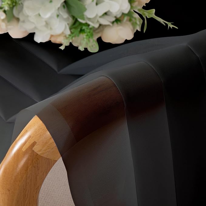Chyhomenyc Black Sheer Curtain 72 Inches Length 2 Panels, Voile Top Dual Rod Pockets Light Filtering Airy Window Treatment Drapes for Living Room/Bedroom, Each 42Wx72L