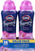 Clorox Fraganzia Laundry Scent Booster Crystals in Spring Scent - Scented In-Wash Freshener Beads for Fresh, Clean, Great Smelling Clothes and Linens, 18 Oz - 2 Pack